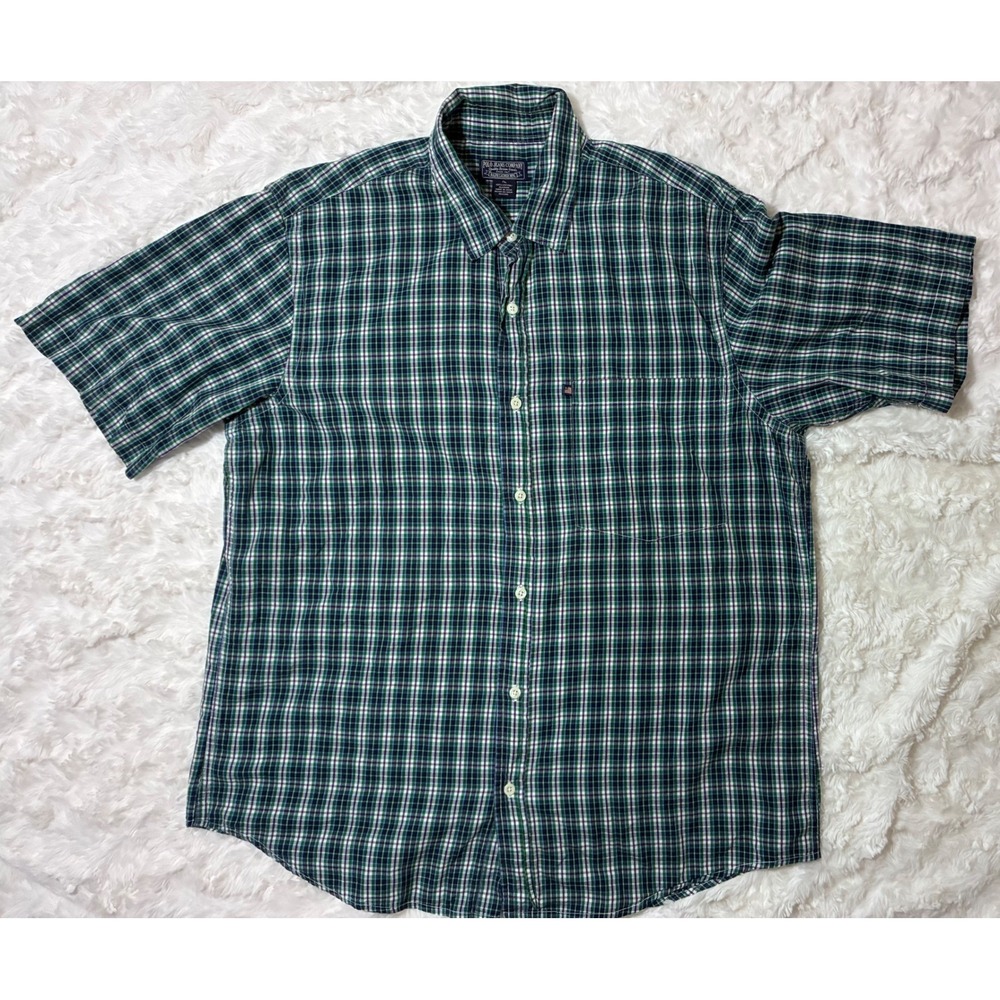Y2K Polo Ralph Lauren Mens XL Green Plaid Short Sleeve Button Shirt